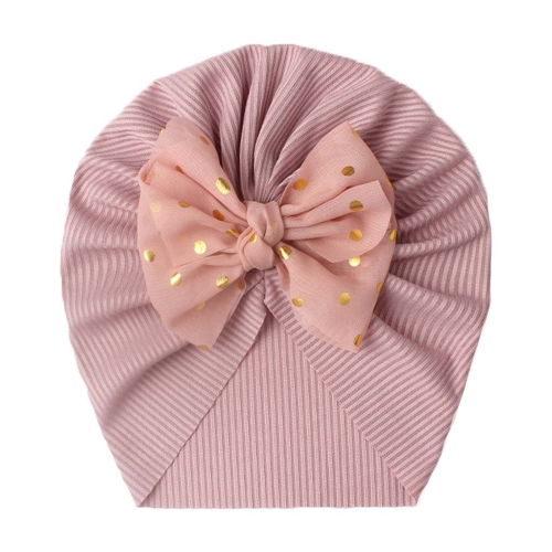 

3 PCS X-21005 Soft Threaded Baby Hats Children Bow Turban Cap(Leather Pink)