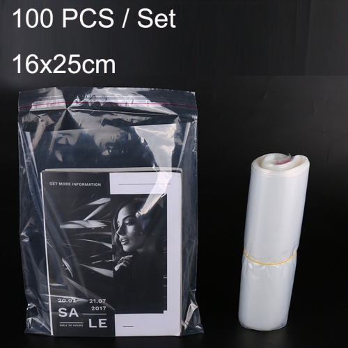 

100 PCS / Set PE Clothing Packaging Bag Transparent Self-Stick Bag Jewelry Plastic Sealed Bag, Size:, Specification: 16x25cm