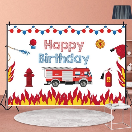 

1.5x1m Fire Engine Happy Birthday Party Scene Backdrop for Photojournalism(MDU04234)