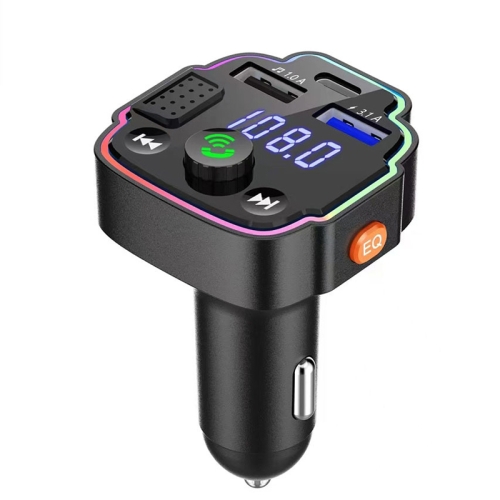 Q8 Car Bluetooth FM Transmitter Dual USB 3.1A Charge rapide Lumière ambiante