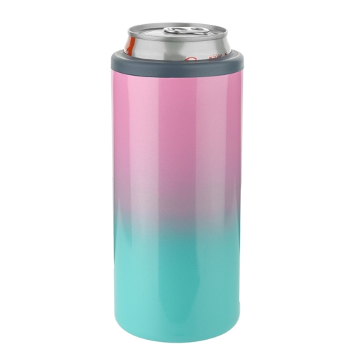 

12oz Coca Cold Cans 304 Stainless Steel Double Layer Vacuum Beer Cold Cup, Color: Pink Green Gradient