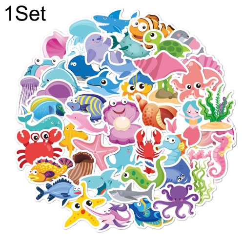 

3sets Cute Cartoon Graffiti Water Cup Luggage Waterproof Stickers(Ocean)