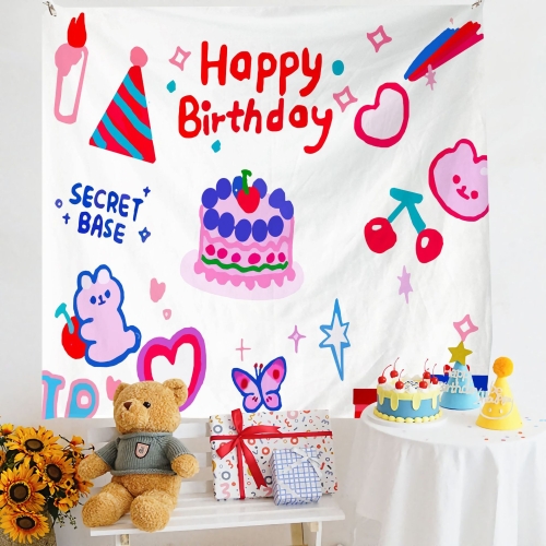 Layout di compleanno Panno da appendere Panno da parete per foto per  bambini, dimensioni: 150x200 cm