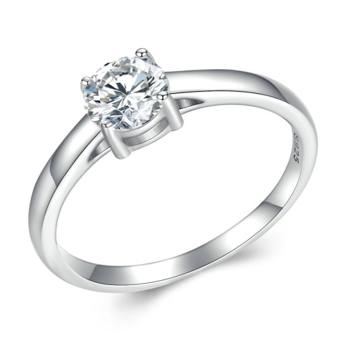 

MSR005 Sterling Silver S925 Four Claw Moissanite Ring White Gold Plated Jewellery, Size: No.7