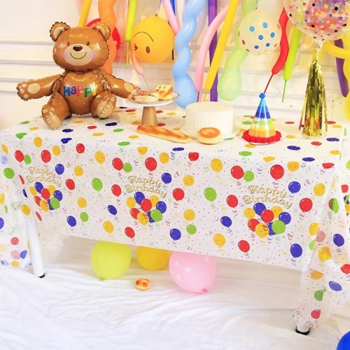 

2pcs Birthday Party Disposable Tablecloth Decorations Photo Props 137 x 274cm(Colorful Wave Dot)
