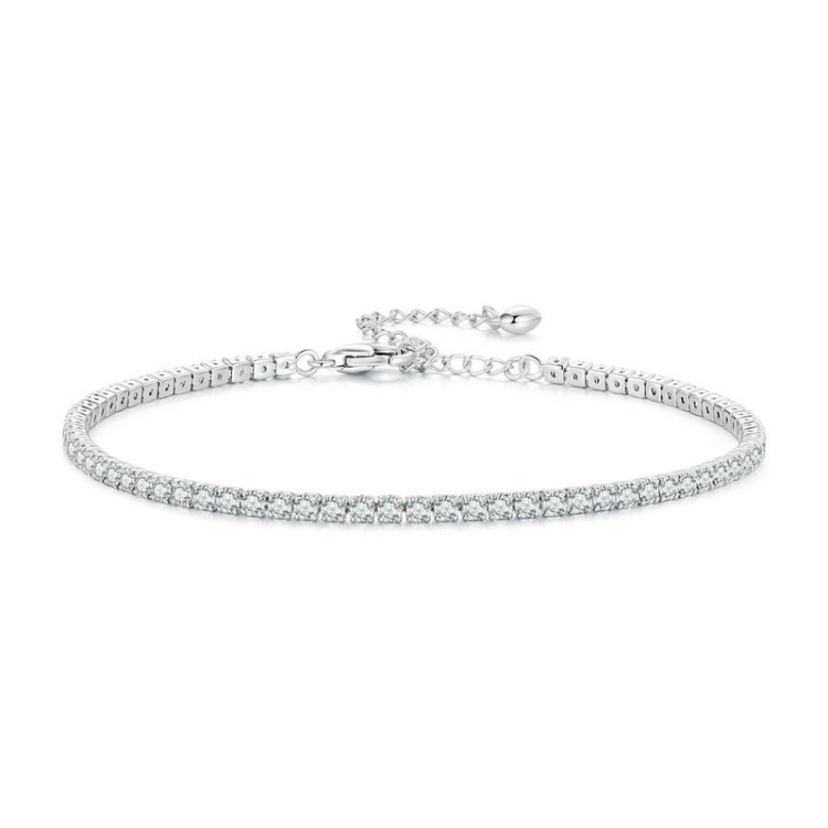 

BSB097 S925 Sterling Silver White Gold Plated Pop Zirconia Bracelet