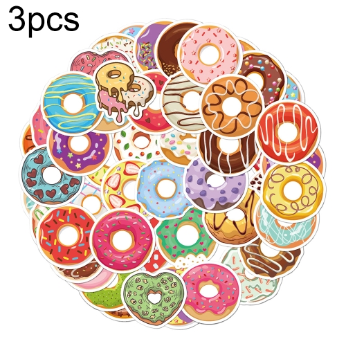 

3sets 50PCS/Set Cartoon Doughnut DIY Handbook Decorative Stickers Thermos Waterproof Sticker(TT175)