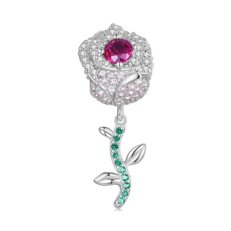 

BSC700 Sterling Silver S925 Budding Rose Zirconia Bracelet Beads