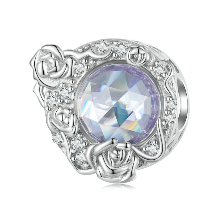

BSC704 S925 Sterling Silver Moon Rose Zirconia Bracelet Beaded