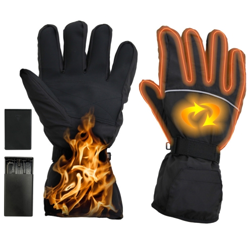

Outdoor Sports Ski Heated Warm Touchable Gloves, Color: Black+USB Cable
