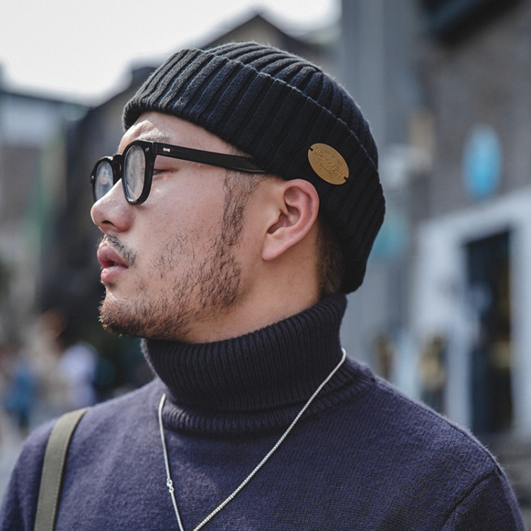 

TW2007102 Retro Knitted Melon Wool Hat Autumn And Winter Warm Cap, Size: Free Code(Navy)
