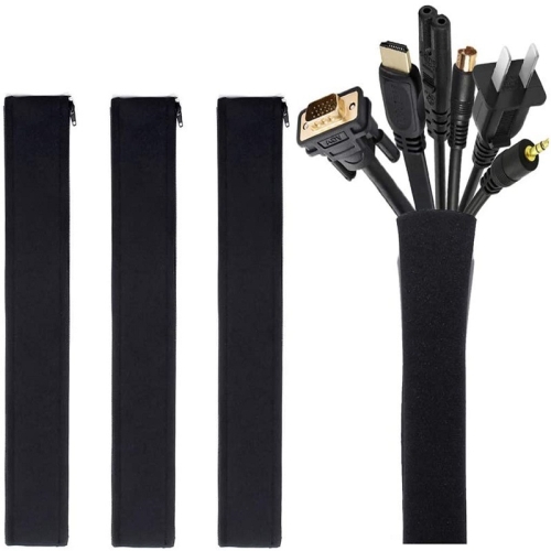 

4pcs Zipper Ties Cord Management Organizer Kit Cable Sleeve With Zipper Cable Clip