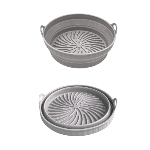 

2pcs Air Fryer Grill Mat High Temperature Resistant Silicone Baking Tray, Specification: Round Gray