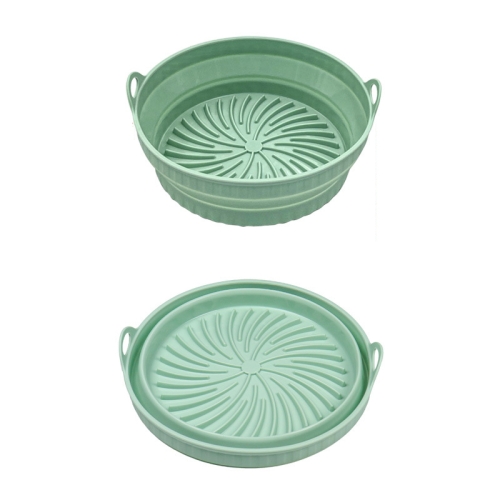 

2pcs Air Fryer Grill Mat High Temperature Resistant Silicone Baking Tray, Specification: Round Green