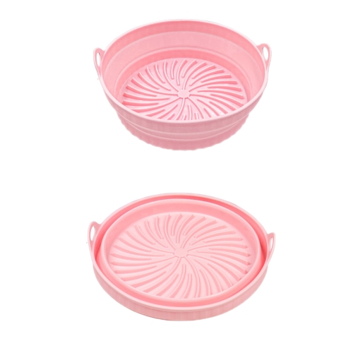 

2pcs Air Fryer Grill Mat High Temperature Resistant Silicone Baking Tray, Specification: Round Pink