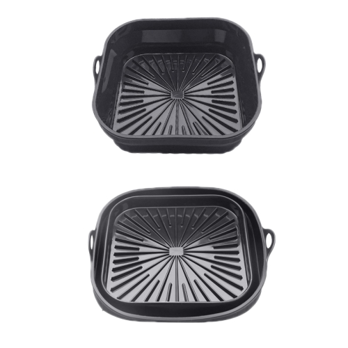 

2pcs Air Fryer Grill Mat High Temperature Resistant Silicone Baking Tray, Specification: Square Black