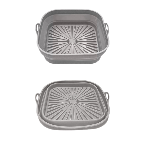 

2pcs Air Fryer Grill Mat High Temperature Resistant Silicone Baking Tray, Specification: Square Gray