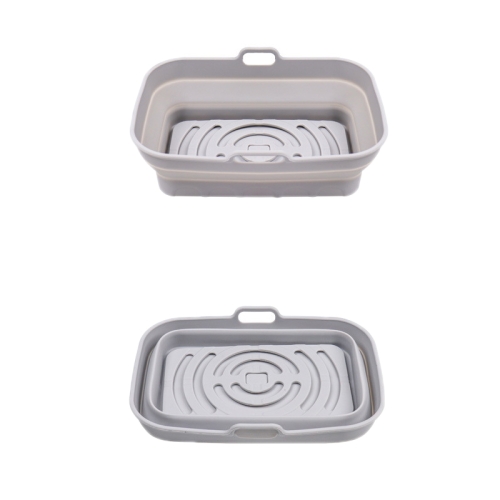 

2pcs Air Fryer Grill Mat High Temperature Resistant Silicone Baking Tray, Specification: Rectangular Gray