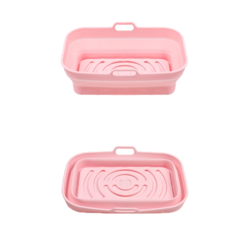 

2pcs Air Fryer Grill Mat High Temperature Resistant Silicone Baking Tray, Specification: Rectangular Pink