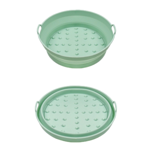 

2pcs Air Fryer Grill Mat High Temperature Resistant Silicone Baking Tray, Specification: Small Round Green