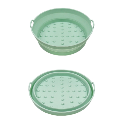 

2pcs Air Fryer Grill Mat High Temperature Resistant Silicone Baking Tray, Specification: Large Round Green