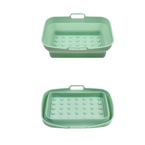 

2pcs Air Fryer Grill Mat High Temperature Resistant Silicone Baking Tray, Specification: Rectangular Dot Green