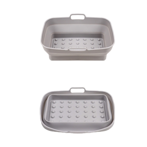 

2pcs Air Fryer Grill Mat High Temperature Resistant Silicone Baking Tray, Specification: Rectangular Dot Gray