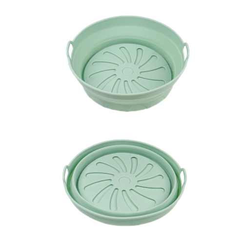 

2pcs Air Fryer Grill Mat High Temperature Resistant Silicone Baking Tray, Specification: Round Inner Green