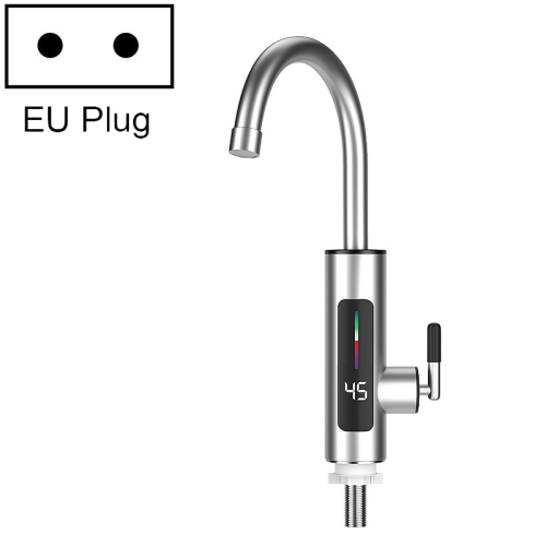 

ZSW-D02 Smart Household Digital Display Instant Hot Kitchen Electric Faucet, Plug: EU Plug(Stainless Steel)