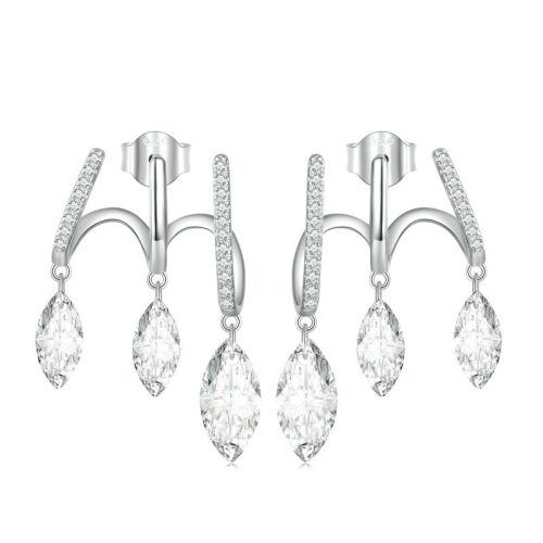

BSE738 Sterling Silver S925 Multi-layered Tasseled Spirit Branch Earrings