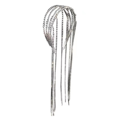 

Four -row Rhinestone Chain Hair Band Female Braided Tassel Headdress