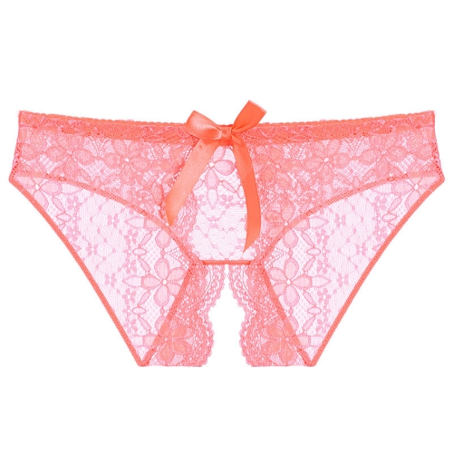 152 3pcs Large-size Lace Ladies Perspective Sexy Slitted Panties Underwear,  Size: M(Orange)