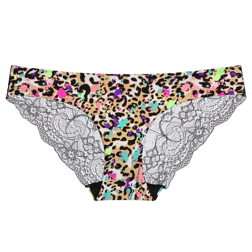 

606 3pcs Sexy Lace One-piece Perspective Low-waist Ladies Underwear, Size: S(Colorful Leopard)