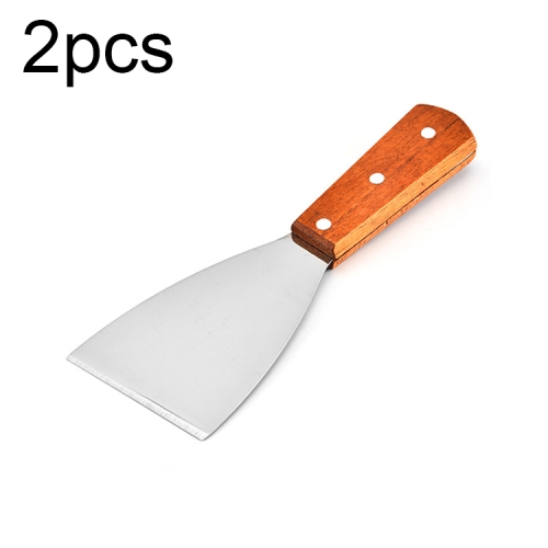 

2pcs Stainless Steel Pizza and Steak Shovel Wooden Handle Slanted Shovel Kitchen Tool, Size: S