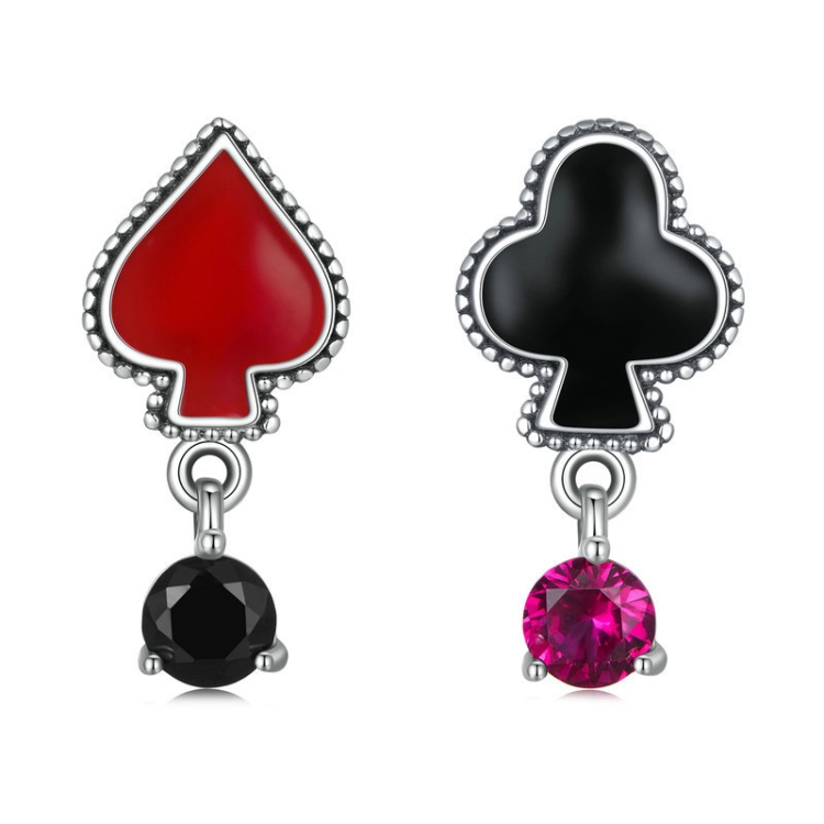 

SCE1525 Sterling Silver S925 Plum Red Peach Poker Zirconia Earrings