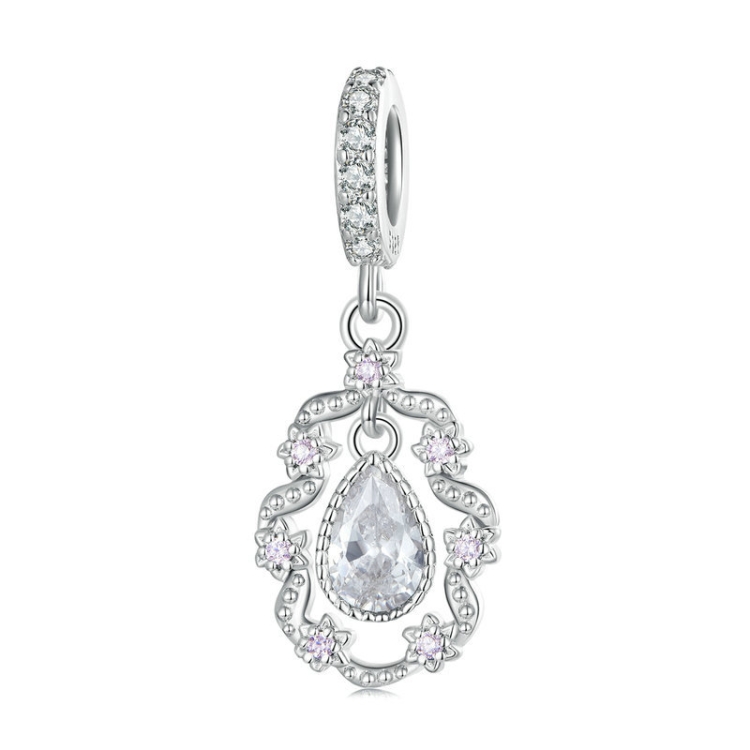 

BSC740 Sterling Silver S925 White Gold Plated Purple Zirconia Lace Bracelet Charm Beads