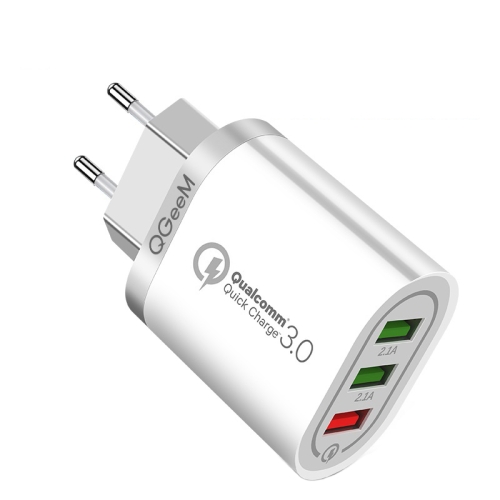 

QGeeM QG-CH03 3 In 1 3A Smart Protection Universal Fast Charger(White EU Plug)
