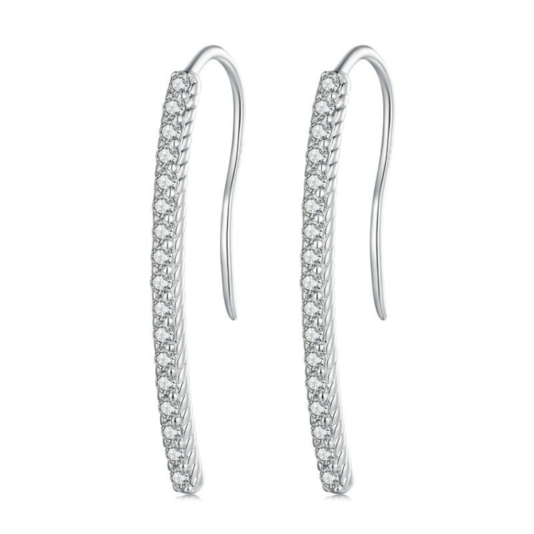 

BSE748 Sterling Silver S925 Simple White Gold Plated Zirconia Ear Hooks