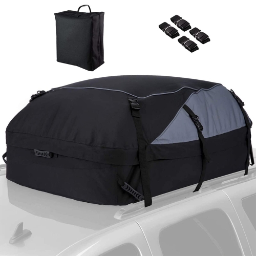 

600D Oxford Cloth Car Luggage Bag Outdoor SUV Foldable Roof Bag, Size: S: 105 × 90 × 45cm(Black+Gray)