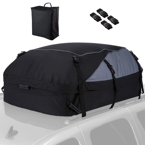 

600D Oxford Cloth Car Luggage Bag Outdoor SUV Foldable Roof Bag, Size: M: 130 × 100 × 45cm(Black+Gray)