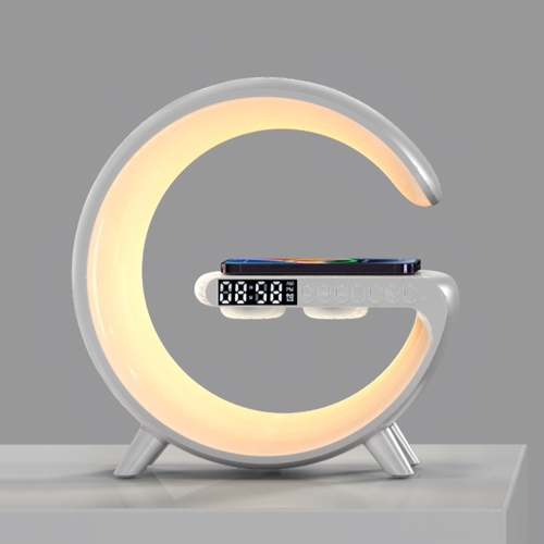 

N69 G-shaped Smart RGB Ambient Light Clock Bluetooth Speaker with Wireless Charger(White)