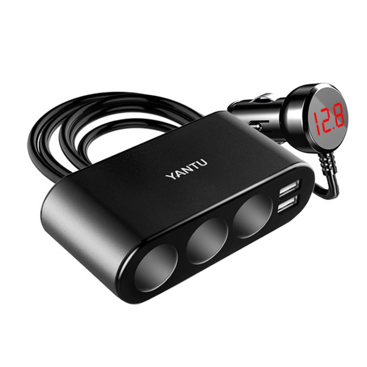 

YANTU B08 Cigarette Liter 1 Drag 3 Multi-Function Sockets Car Charger With Voltage