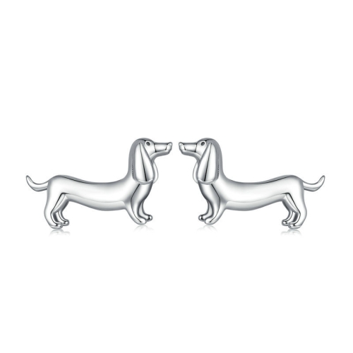 

SCE1535 Sterling Silver S925 Cute Dachshund Animal Stud Earrings