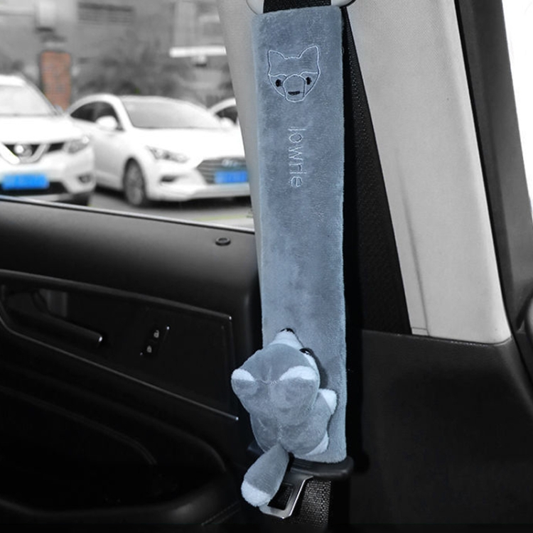 

002 Cute Cartoon Thicked Seat Belt Anti-Strangled Protective Cushion, Length: 30.5cm (Gray Fox)