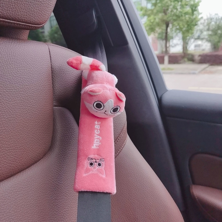 

002 Cute Cartoon Thicked Seat Belt Anti-Strangled Protective Cushion, Length: 23cm (Pink Cat)