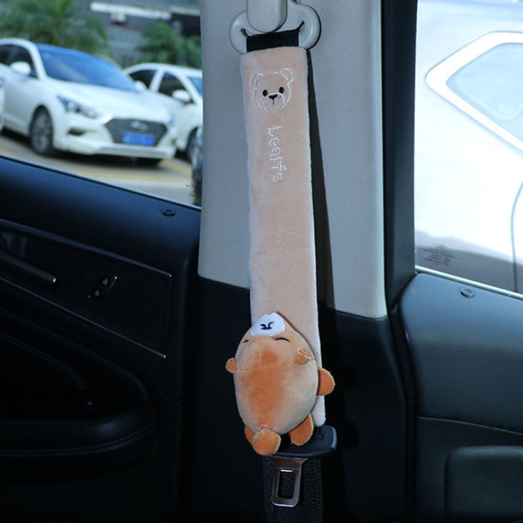 

002 Cute Cartoon Thicked Seat Belt Anti-Strangled Protective Cushion, Length: 23cm (Bear)
