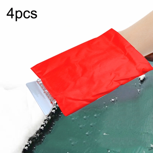 

BY-485 4pcs Car Warm Glove Snow Shovel Emergency Vehicle Thickened Ice Shovel(Red)