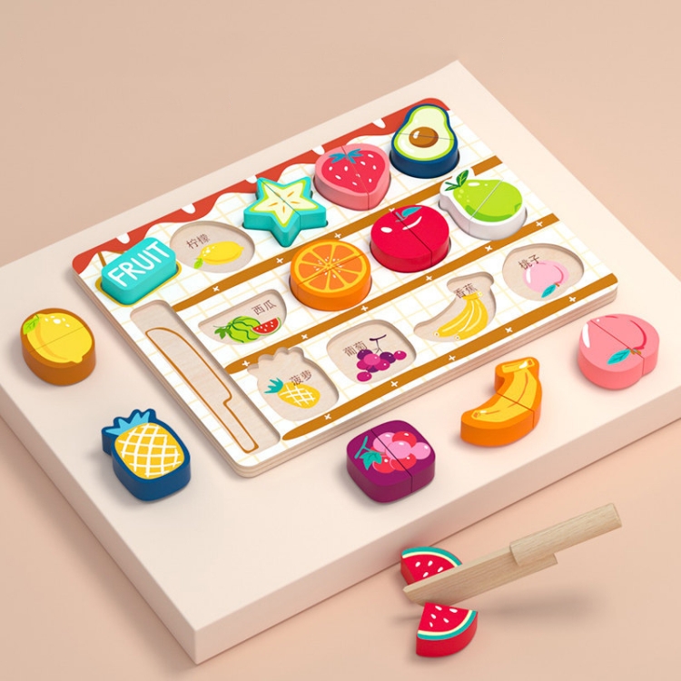 

Mongolian Early Teachers Puzzle Blocks Shape Pairing Embedded Board, Style: Magnetic Fruits