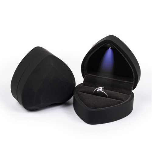 

017015-20 Heart-shaped LED Light Ring Necklace Storage Box without Jewelry, Spec: Ring(Black)