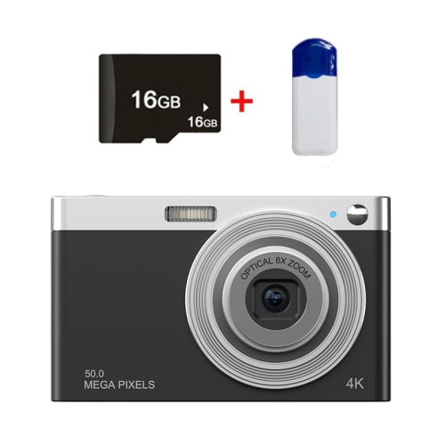 

C13 2.88 inch 4K 8X Optical Zoom Telescopic Lens HD Digital Camera, Spec: Black+Card Reader+16G